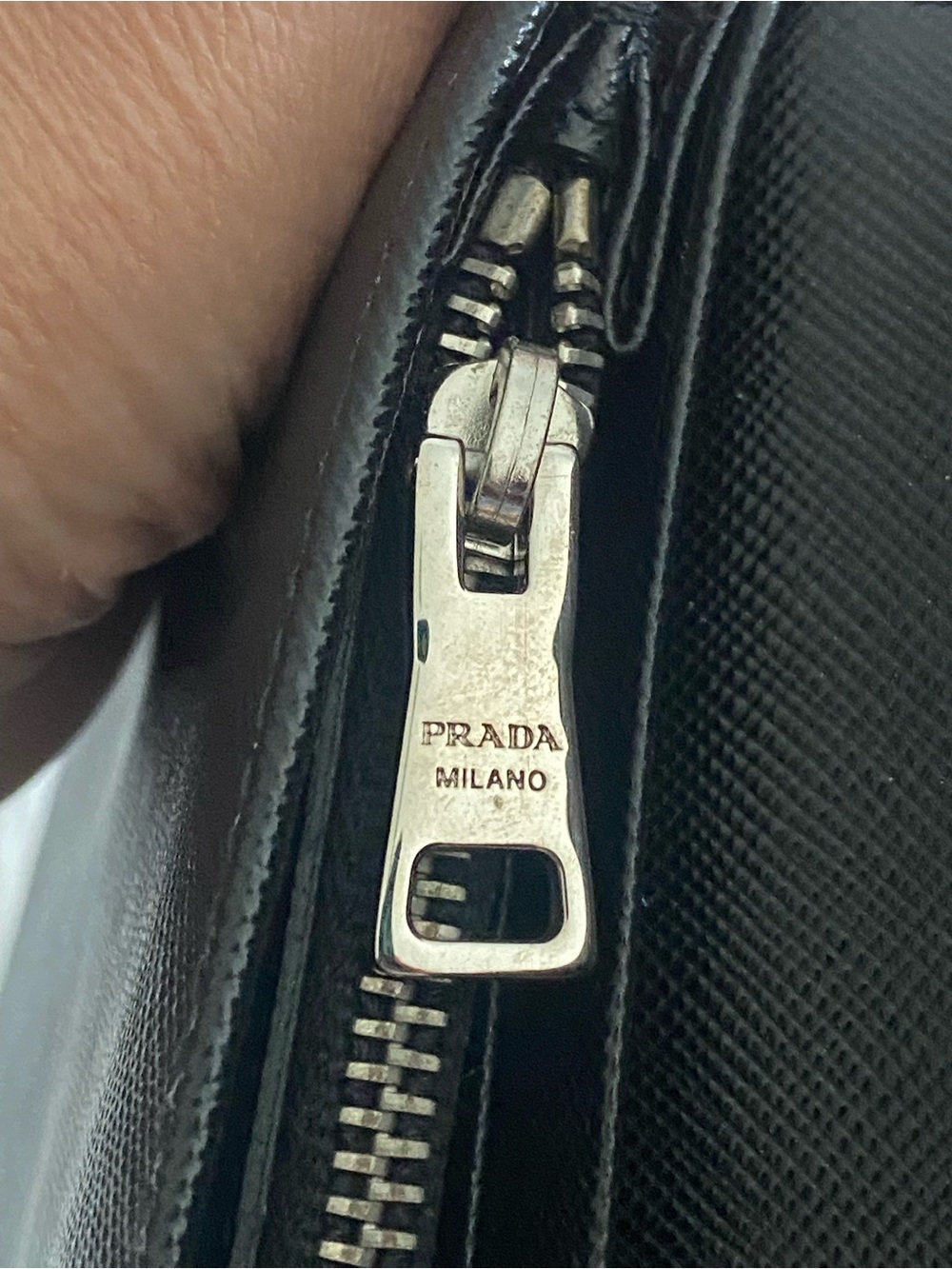 Prada Black Studded Saffiano Leather Wallet - Picture 9 of 11
